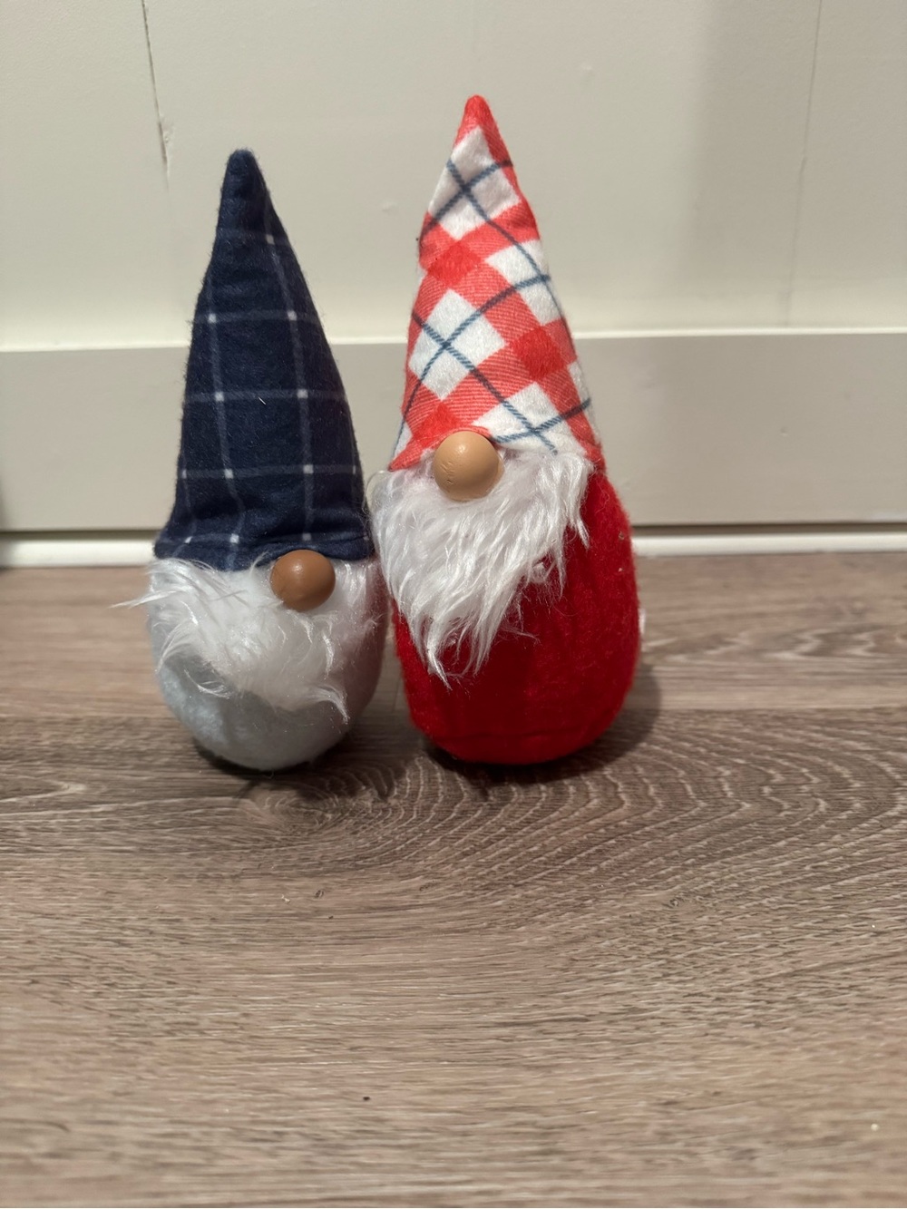 Holiday Gnome Duo - Red & Navy Plush Table Decor